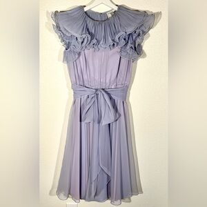 Vintage 60s-70s Women’s Party Dress in Lavender with Ruffles and Sash